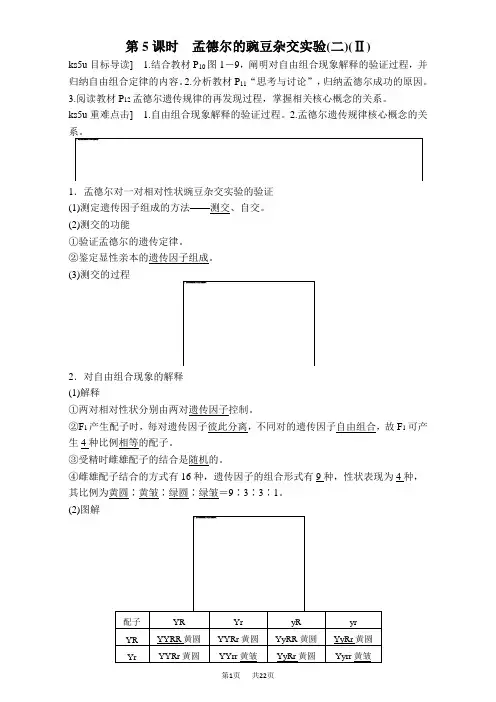 高中生物人教版必修二课时作业： 第一章 第5课时 孟德尔的豌豆杂交实验(二)含解析