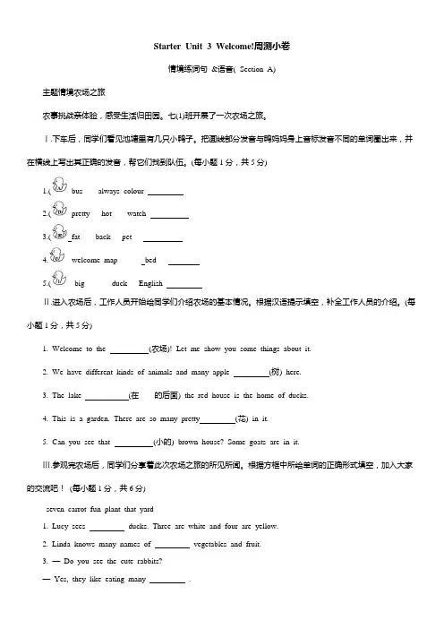 Starter+Unit+3!周测小卷2025学年人教版(2024)七年级英语上册
