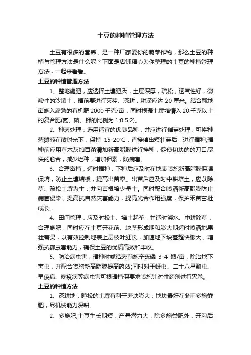 土豆的种植管理方法