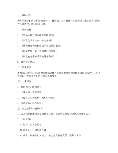 职业健康处置应急预案