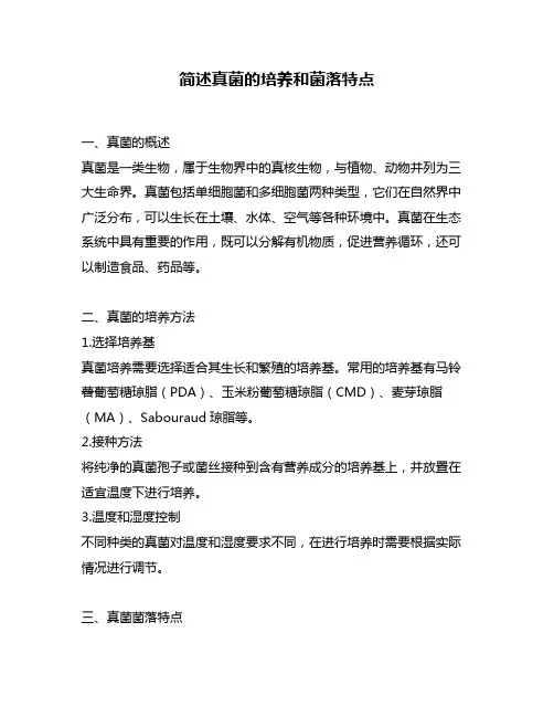 简述真菌的培养和菌落特点