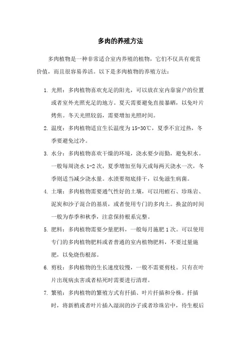 多肉的养殖方法