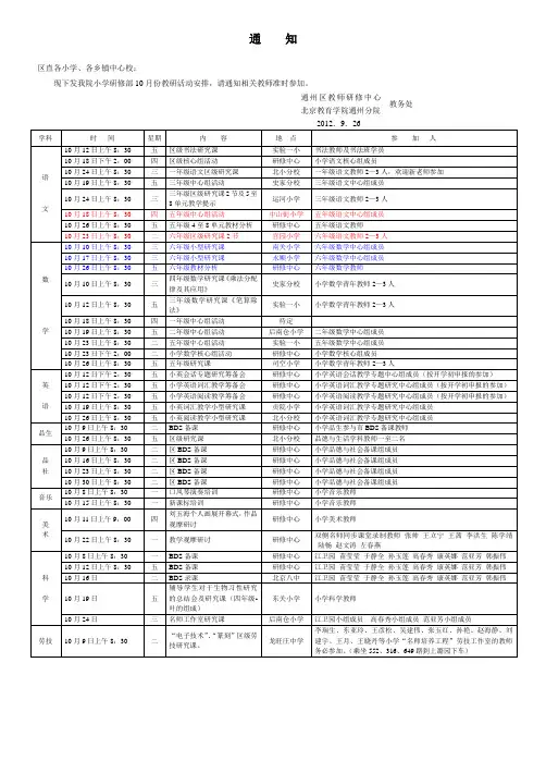 十月份教研活动