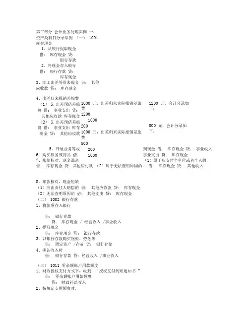 事业单位会计分录大全