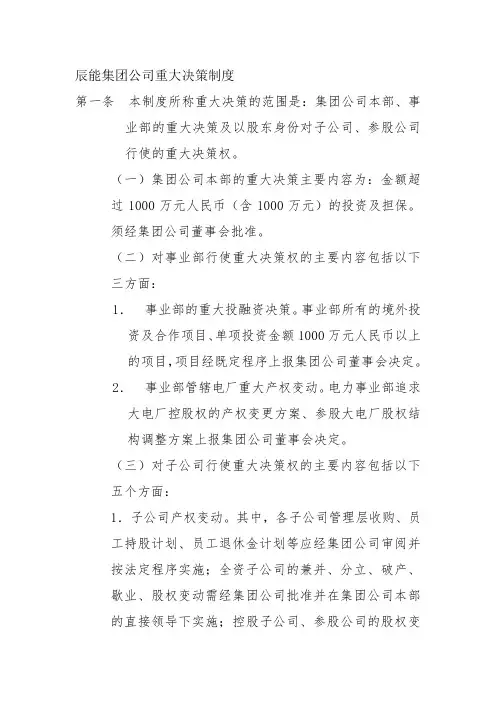 辰能集团重大决策制度