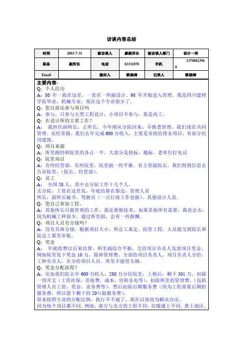 企业各部门员工访谈记录表 (28).doc