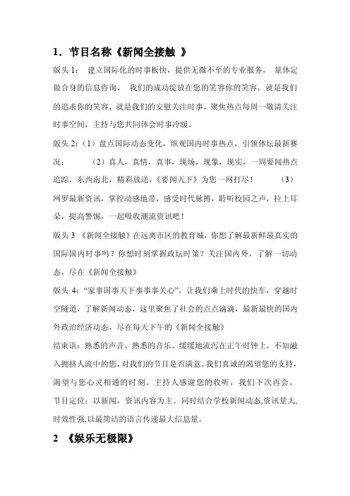 一些常用的节目版头