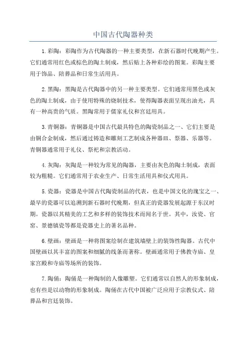 中国古代陶器种类