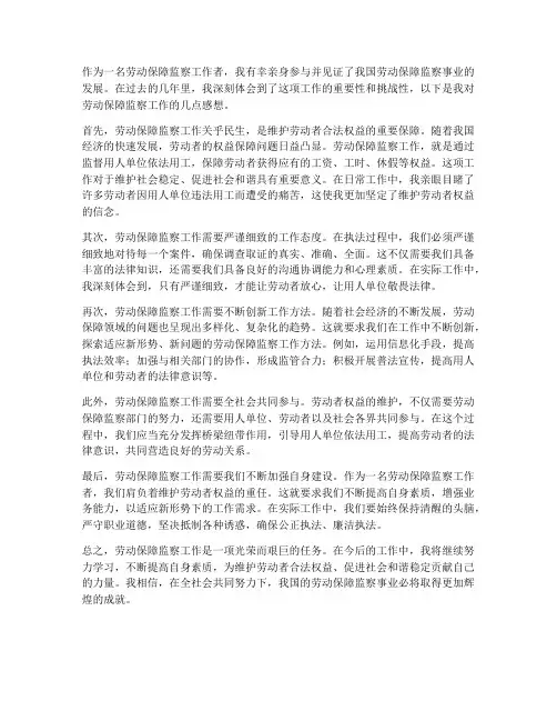劳动保障监察工作感想