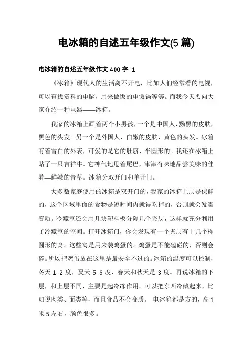 电冰箱的自述五年级作文(5篇)