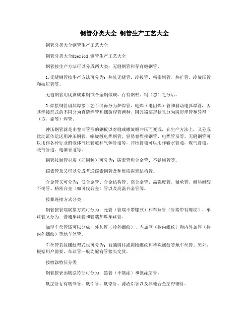 钢管分类大全 钢管生产工艺大全
