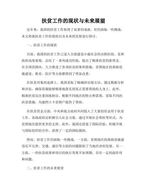扶贫工作的现状与未来展望