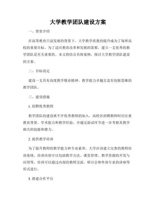 大学教学团队建设方案