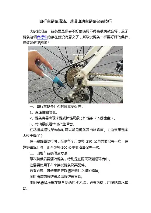 自行车链条清洁、润滑山地车链条保养技巧