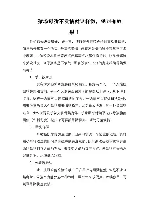 猪场母猪不发情就这样做,绝对有效果!