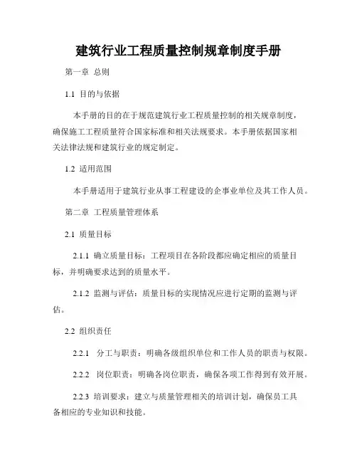 建筑行业工程质量控制规章制度手册