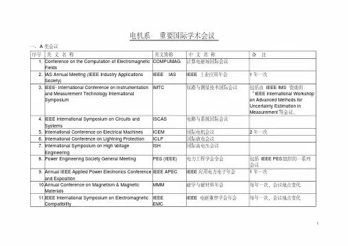 电机系重要的国际学术会议
