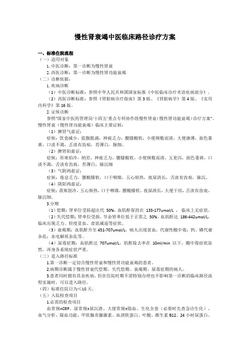 慢性肾衰竭中医临床路径诊疗方案