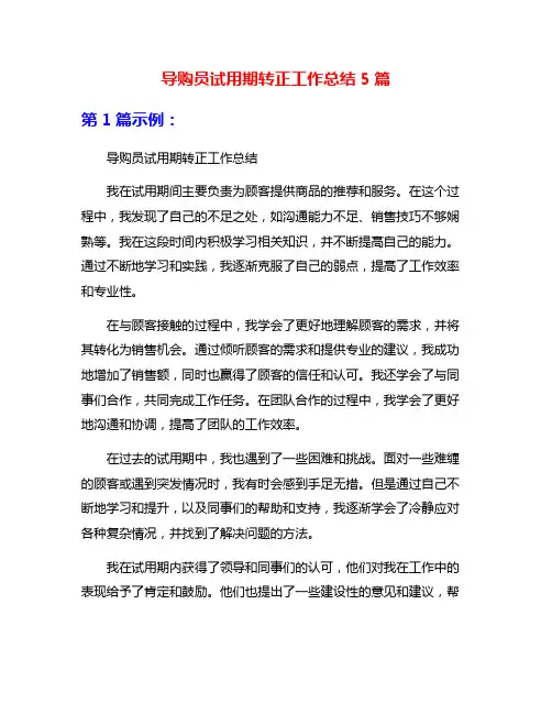 导购员试用期转正工作总结5篇