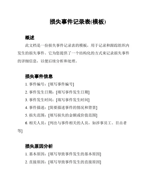 损失事件记录表(模板)