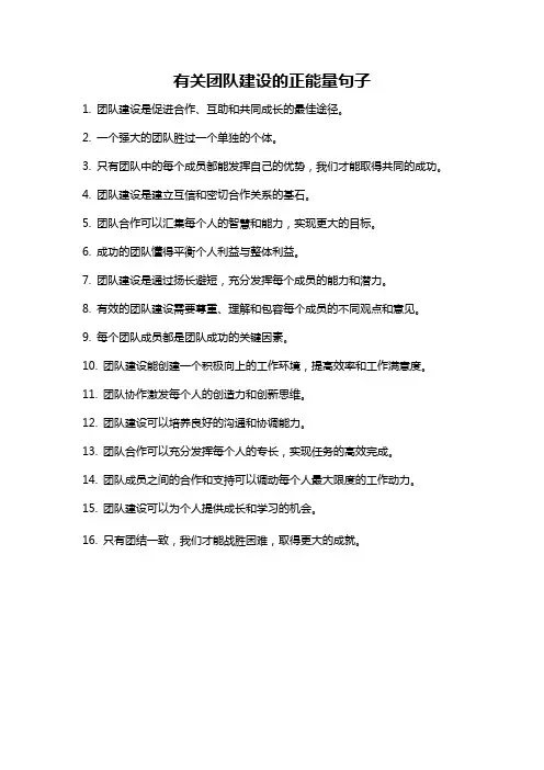 有关团队建设的正能量句子