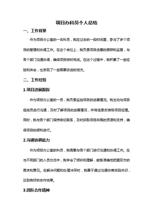 项目办科员个人总结
