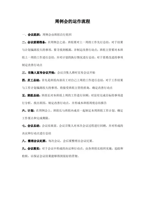 周、月度例会流程及注意事项