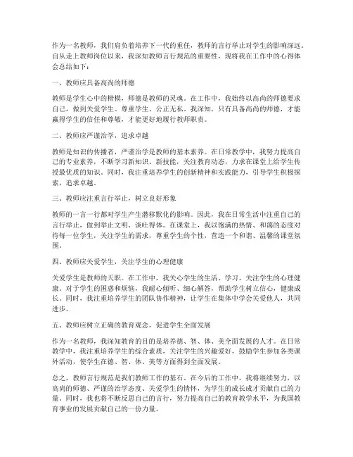 教师言行规范心得体会