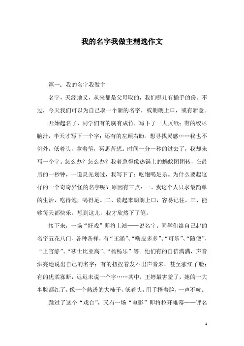 我的名字我做主精选作文_1