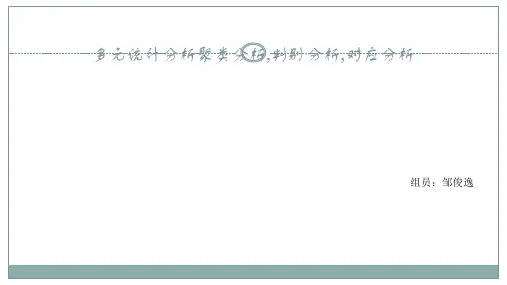 多元统计分析聚类分析,判别分析,对应分析 ppt课件