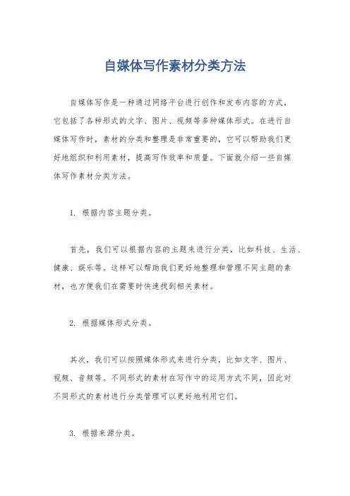 自媒体写作素材分类方法