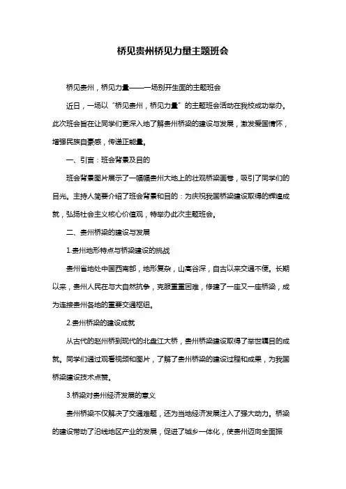 桥见贵州桥见力量主题班会