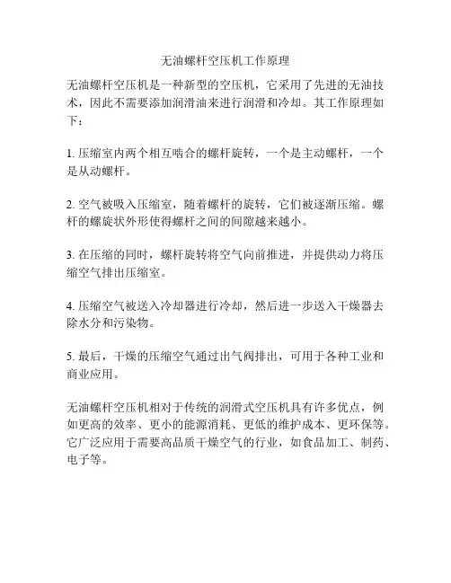 无油螺杆空压机工作原理