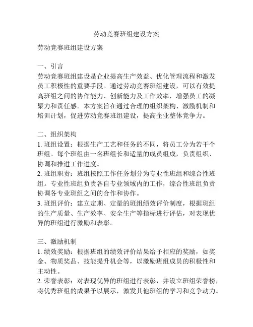 劳动竞赛班组建设方案
