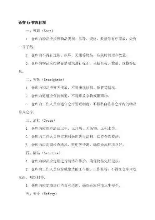 仓管6s管理标准