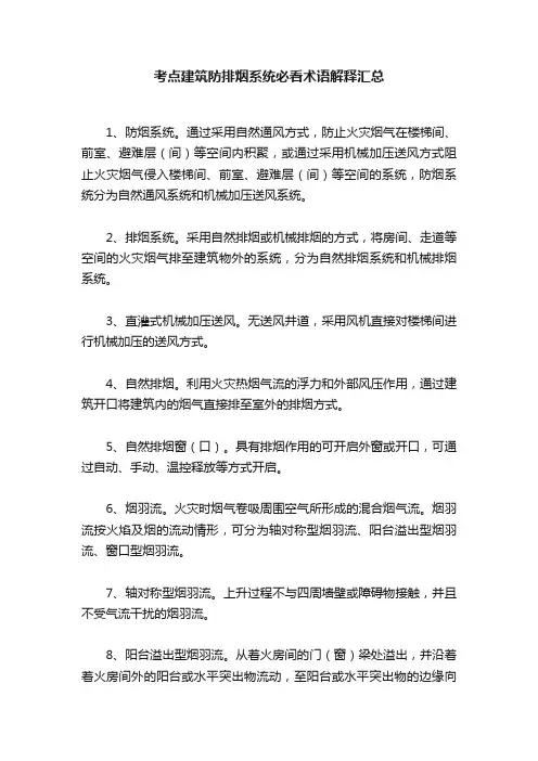 考点建筑防排烟系统必看术语解释汇总
