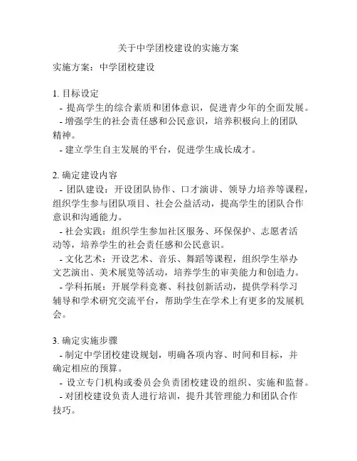 关于中学团校建设的实施方案