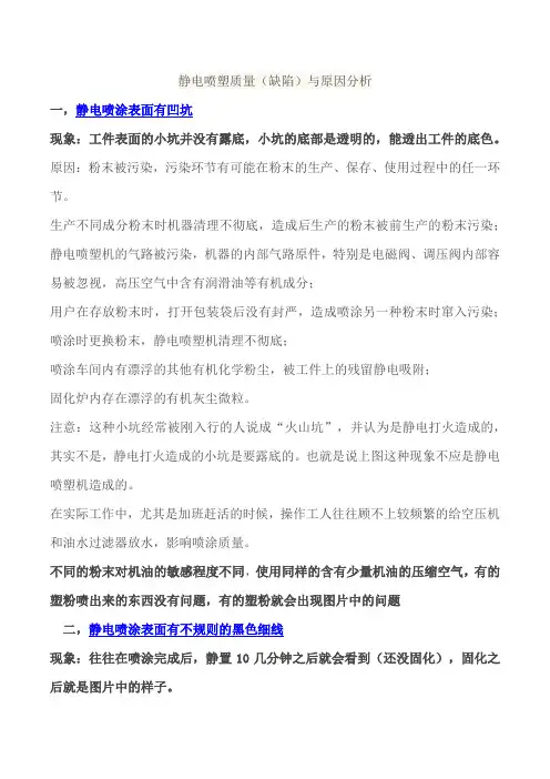 静电喷塑质量(缺陷)与原因分析