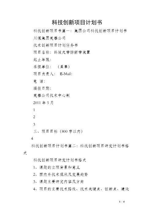 科技创新项目计划书