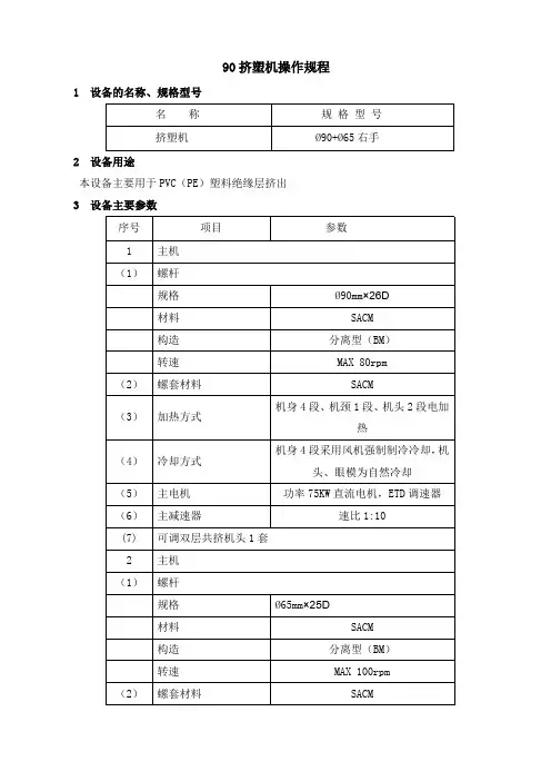 90挤塑机操作说明
