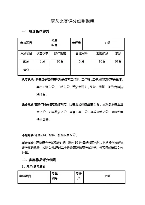 厨艺比赛评分细则说明【范本模板】