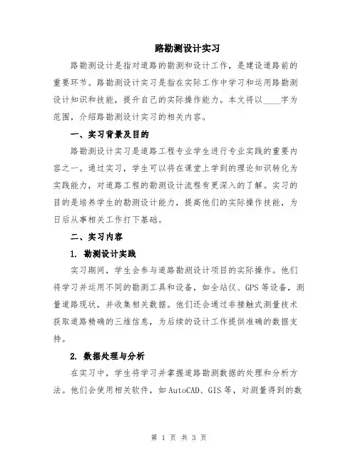 路勘测设计实习