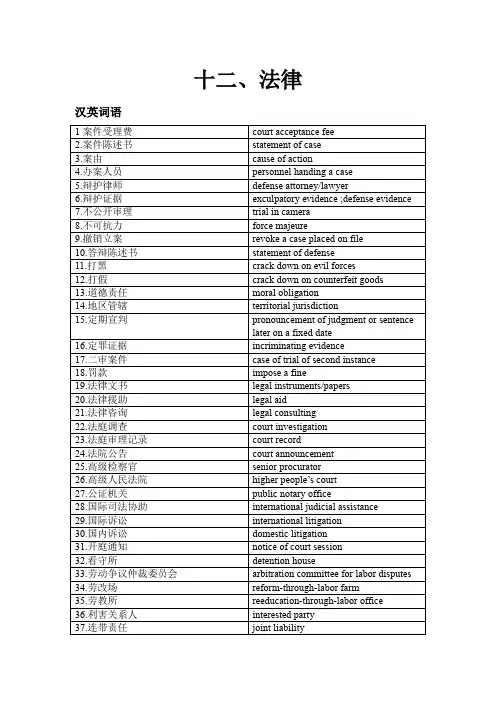 英语笔译常用词语12-法律(呕心沥血自己整理版)中高级口笔译考试必备资料之一