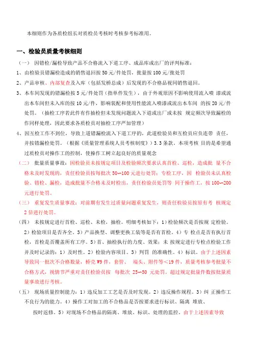 质检员考核细则