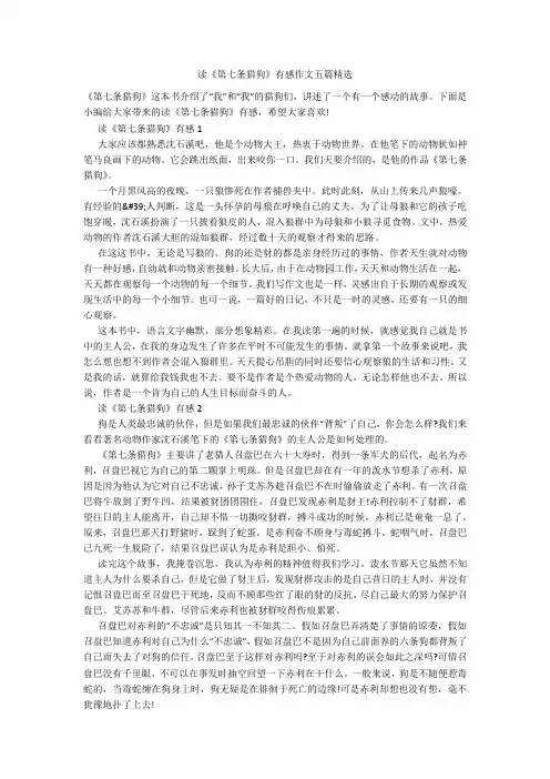 读《第七条猎狗》有感作文五篇精选