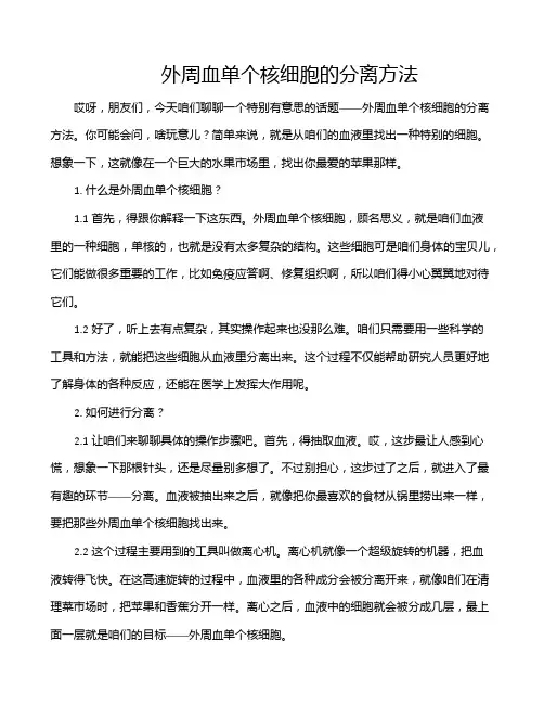 外周血单个核细胞的分离方法