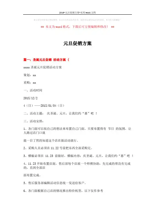 2019-元旦促销方案-实用word文档 (10页)
