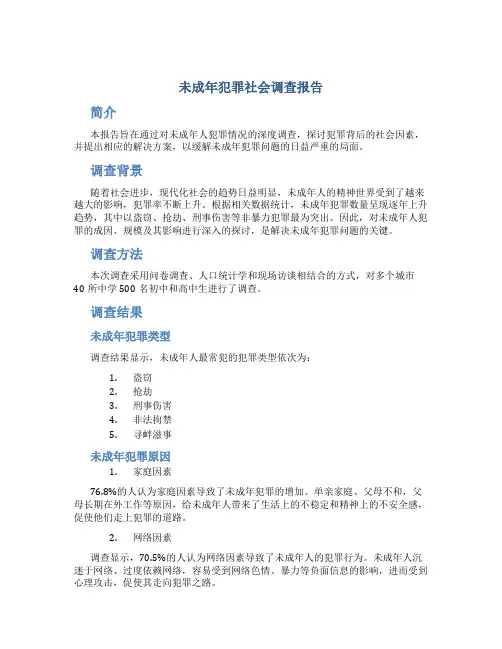 未成年犯罪社会调查报告