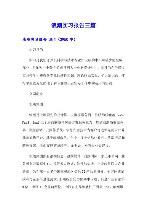 浪潮实习报告三篇