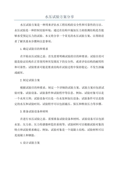 水压试验方案分享
